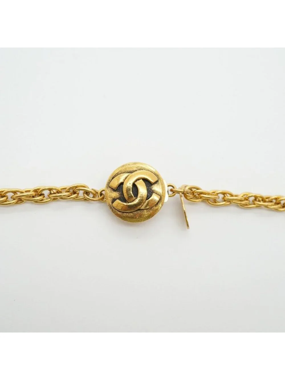 Chanel Necklace Vintage CC Logo Gold Plated Faux Pearl Rhinestone